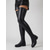 cheap Fashion Boots-Women's Black Over-the-Knee Boots in Faux Leather with Side Zipper, Low Block Heel and Lug Sole for Fall Winter Casual, Commuting and Everyday Wear