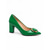 abordables Escarpins à talon bloc-Escarpins à talons carrés en similicuir verni vert pour femme - élégantes chaussures de travail à bout pointu et boucle dorée, parfaites pour le travail et les occasions décontractées au quotidien.