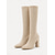 cheap Fashion Boots-Women's Gray Knee High Boots, Stretch Knit Sock Boots with Pointed Toe and Chunky Block Heel, Pull-On Dress Boots for Fall Winter Office, Party &amp; Evening Wear