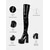 abordables Botas con plataforma-Botas altas de charol negro para mujer, con plataforma, punta redonda y tacón grueso, ideales para la moda femenina, discotecas, fiestas, conciertos y espectáculos.