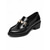 abordables Zapatillas sin cordones y mocasines de mujer-Mocasines negros de charol sintético para mujer: elegantes zapatos de tacón bajo con hebilla metálica de perlas, ideales para ir al trabajo, tomar el té por la tarde o para un look preppy.