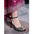 cheap Heeled Sandals-Women's Black Rhinestone Dress Shoes - Elegant Patent Leather Peep Toe Ankle Strap Mid High Heels for Cocktail Parties, Evening Vacations
