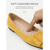 baratos Sapatilhas de mulher-Sapatilhas de ballet femininas - modelo vintage francês com bico quadrado e fivela grande de camurça na cor amarelo mostarda, perfeitas para uso urbano, dia a dia e chá da tarde.