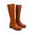 baratos Botas da moda-botas de montaria femininas marrons até o joelho com detalhe de fivela e fecho de zíper - botas elegantes de couro sintético para uso casual e ao ar livre
