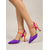 halpa Slingback-kengät-naisten väriblokkikorkokengät - neonvioletit oranssit teräväkärkiset avokkaat juhliin, tyylikkäisiin pukukenkiin ja muotitapahtumiin