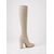 cheap Fashion Boots-Women's Gray Knee High Boots, Stretch Knit Sock Boots with Pointed Toe and Chunky Block Heel, Pull-On Dress Boots for Fall Winter Office, Party &amp; Evening Wear