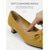 abordables Pompes Classiques-Escarpins jaunes en maille pour femmes - chaussures habillées confortables à bout carré et petit talon bloc, ornées d'un nœud papillon, idéales pour les trajets quotidiens au bureau et les tenues