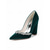 voordelige Pumps met blokhak-Smaragdgroene fluwelen pumps met spitse neus en blokhak, afgewerkt met een gesp met strass-kristallen, perfect voor cocktailparty's, avondjes uit in resorts en diners.