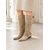 cheap Fashion Boots-Women's Slouchy Mid Calf Boots - Lightweight Khaki Ruched Wide Calf Tapered Toe Footwear for Tailored Trousers, Daily Walking