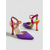 halpa Slingback-kengät-naisten väriblokkikorkokengät - neonvioletit oranssit teräväkärkiset avokkaat juhliin, tyylikkäisiin pukukenkiin ja muotitapahtumiin