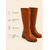 baratos Botas da moda-botas de montaria femininas marrons até o joelho com detalhe de fivela e fecho de zíper - botas elegantes de couro sintético para uso casual e ao ar livre
