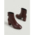 abordables Bottines-Bottines en similicuir pour femme - bottines bordeaux à bout pointu et talon bloc épais, parfaites pour un look streetwear et décontracté au quotidien.