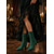 baratos Vitoriano &amp; Eduardo-Botas femininas de camurça verde até a metade da panturrilha - sapatos de estilo vitoriano com cadarço e salto baixo, perfeitos para trajes medievais, vintage e renascentistas.