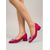 cheap Block Heel Pumps-Women's Chunky Heels - Hot Pink Suede Rhinestone Square Buckle Pumps for Daily Wear, Office Work