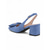 baratos sapatos slingback-Sapato feminino azul de camurça com salto bloco e tira no calcanhar - bico quadrado chique com detalhe de laço, ideal para o dia a dia no escritório, trabalho profissional e ocasiões casuais