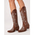 baratos Cowboy &amp; Western Boots-Mulheres Botas Botas Cowboy botas de vaqueira Ao ar livre Diário Cor Sólida Botas da panturrilha Bordado Salto Robusto Dedo Apontado Elegante Vintage Luxuoso Pele PU Sem Atacadores Preto Marron Bege