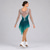 cheap Figure Skating Dresses-Green Ombre Long Sleeve Floral Open Back Figure Skating Dress for Women and Girls, Rhinestone Ice Skating Competition Dress