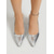 cheap Block Heel Pumps-Women's Silver Metallic Croc Slingback Pumps - Pointed Toe Block Low Heel Shoes for Cocktail Party, Fashion Party &amp; Nightout