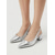 cheap Block Heel Pumps-Women's Silver Metallic Croc Slingback Pumps - Pointed Toe Block Low Heel Shoes for Cocktail Party, Fashion Party &amp; Nightout