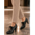 economico Pumps Classici-Décolleté Oxford da donna in pelle nera - comode scarpe stringate a punta con tacco medio, ideali per l'ufficio e il tempo libero.