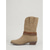 baratos Cowboy &amp; Western Boots-Botas de camurça taupe femininas estilo cowboy - botinhas de cano médio com salto baixo e tira trançada, estilo boho, perfeitas para o outono/inverno, para usar no dia a dia e no dia a dia.
