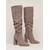 halpa Slouch Boots-naisten taupe-mokkanahkaiset, rennot polvipituiset saappaat, teräväkärkiset, paksut korkokengät syksyyn, työhön ja iltapukuihin