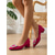 cheap Block Heel Pumps-Women's Chunky Heels - Hot Pink Suede Rhinestone Square Buckle Pumps for Daily Wear, Office Work