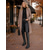 cheap Fashion Boots-Women's Black Knee High Boots in Faux Leather with Double Buckle Straps, Chunky Block Heel, Side Zip and Lug Sole for Fall Winter Office, Party and Night Out