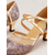voordelige Jaren 1920 &amp; Gatsby-tijdperk-Dames gouden glitter dansschoenen - retro sandalen met uitlopende hak en mesh bandjes in de stijl van de jaren 20, geïnspireerd op The Great Gatsby, voor flapper-kostuums en avondfeesten.