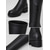 cheap Fashion Boots-Women's Black Over-the-Knee Boots in Faux Leather with Side Zipper, Low Block Heel and Lug Sole for Fall Winter Casual, Commuting and Everyday Wear