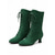 baratos Vitoriano &amp; Eduardo-Botas femininas de camurça verde até a metade da panturrilha - sapatos de estilo vitoriano com cadarço e salto baixo, perfeitos para trajes medievais, vintage e renascentistas.