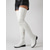 cheap Fashion Boots-Women's Black Over-the-Knee Boots in Faux Leather with Side Zipper, Low Block Heel and Lug Sole for Fall Winter Casual, Commuting and Everyday Wear