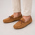 cheap Casual Loafers-Men's Genuine Suede Leather Driving Loafers, Hand-Stitched Moc Toe Slip-On Shoes with Rubber Pebble Sole for Driving and Casual Wear