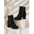 abordables Botas de nieve e invierno-Botines negros de ante sintético para mujer con forro cálido de piel sintética, cremallera lateral, detalles de tachuelas y tacón grueso de bloque para mujeres a la moda, ideales para la oficina en otoño e invierno, para ocasiones informales y salidas noc