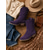 baratos Cowboy &amp; Western Boots-Botas femininas roxas estilo cowboy western - botas retrô de cano médio com corte em V, salto baixo e grosso, perfeitas para um estilo urbano e uso casual diário.