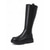 abordables Botas para montar-Botas altas de mujer de piel sintética negra hasta la rodilla - Botas Chelsea hasta la rodilla con suela gruesa y elástica, estilo urbano y casual para uso diario.