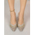 baratos sapatos slingback-Sapatos de salto alto femininos dourados com strass e tira no calcanhar - elegantes sapatos de bico fino com glitter e estampa floral para festas de coquetel, bailes de formatura e casamentos.