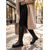 abordables Botas para montar-Botas altas de mujer de piel sintética negra hasta la rodilla - Botas Chelsea hasta la rodilla con suela gruesa y elástica, estilo urbano y casual para uso diario.