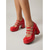 abordables Zapatos de salón de plataforma-Zapatos Mary Jane retro de plataforma para mujer: tacón de bloque rojo brillante con punta redonda y triple hebilla, ideales para la oficina o una elegante cita nocturna.