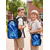 baratos Mochilas para Crianças e Adolescentes-Mochila infantil com estampa de golfinho, conjunto leve de poliéster para escola, com lancheira inclusa. &amp;Estojo para lápis, conjunto de 5 peças com vários bolsos e grande capacidade, ideal para o