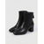 abordables Bottines-Bottines en similicuir pour femme - bottines bordeaux à bout pointu et talon bloc épais, parfaites pour un look streetwear et décontracté au quotidien.