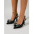halpa Slingback-kengät-naisten slingback-korkokengät - upeat teräväkärkiset satiinikimaltavat rusettikorkokengät, joissa on kristallipallokorot, mustat, lomailtoihin ja cocktailjuhliin