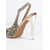 baratos sapatos slingback-Sapatos de salto alto femininos dourados com strass e tira no calcanhar - elegantes sapatos de bico fino com glitter e estampa floral para festas de coquetel, bailes de formatura e casamentos.