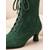 baratos Vitoriano &amp; Eduardo-Botas femininas de camurça verde até a metade da panturrilha - sapatos de estilo vitoriano com cadarço e salto baixo, perfeitos para trajes medievais, vintage e renascentistas.