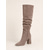 halpa Slouch Boots-naisten taupe-mokkanahkaiset, rennot polvipituiset saappaat, teräväkärkiset, paksut korkokengät syksyyn, työhön ja iltapukuihin