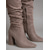 halpa Slouch Boots-naisten taupe-mokkanahkaiset, rennot polvipituiset saappaat, teräväkärkiset, paksut korkokengät syksyyn, työhön ja iltapukuihin