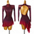 economico Abiti da Pattinaggio Artistico-Abito da pattinaggio artistico bordeaux con strass per donna e ragazza: costume da gara di pattinaggio su ghiaccio con collo alto, maniche lunghe, schiena scoperta e orlo asimmetrico.