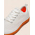 お買い得  カジュアルスニーカー-鮮やかなオレンジ色のソールを備えたメンズホワイトニットスニーカー - ランニング、アウトドア、都会的なスタイルに最適な通気性のあるカジュアルシューズ