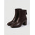 abordables Bottines-Bottines en similicuir pour femme - bottines bordeaux à bout pointu et talon bloc épais, parfaites pour un look streetwear et décontracté au quotidien.
