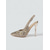 baratos sapatos slingback-Sapatos de salto alto femininos dourados com strass e tira no calcanhar - elegantes sapatos de bico fino com glitter e estampa floral para festas de coquetel, bailes de formatura e casamentos.